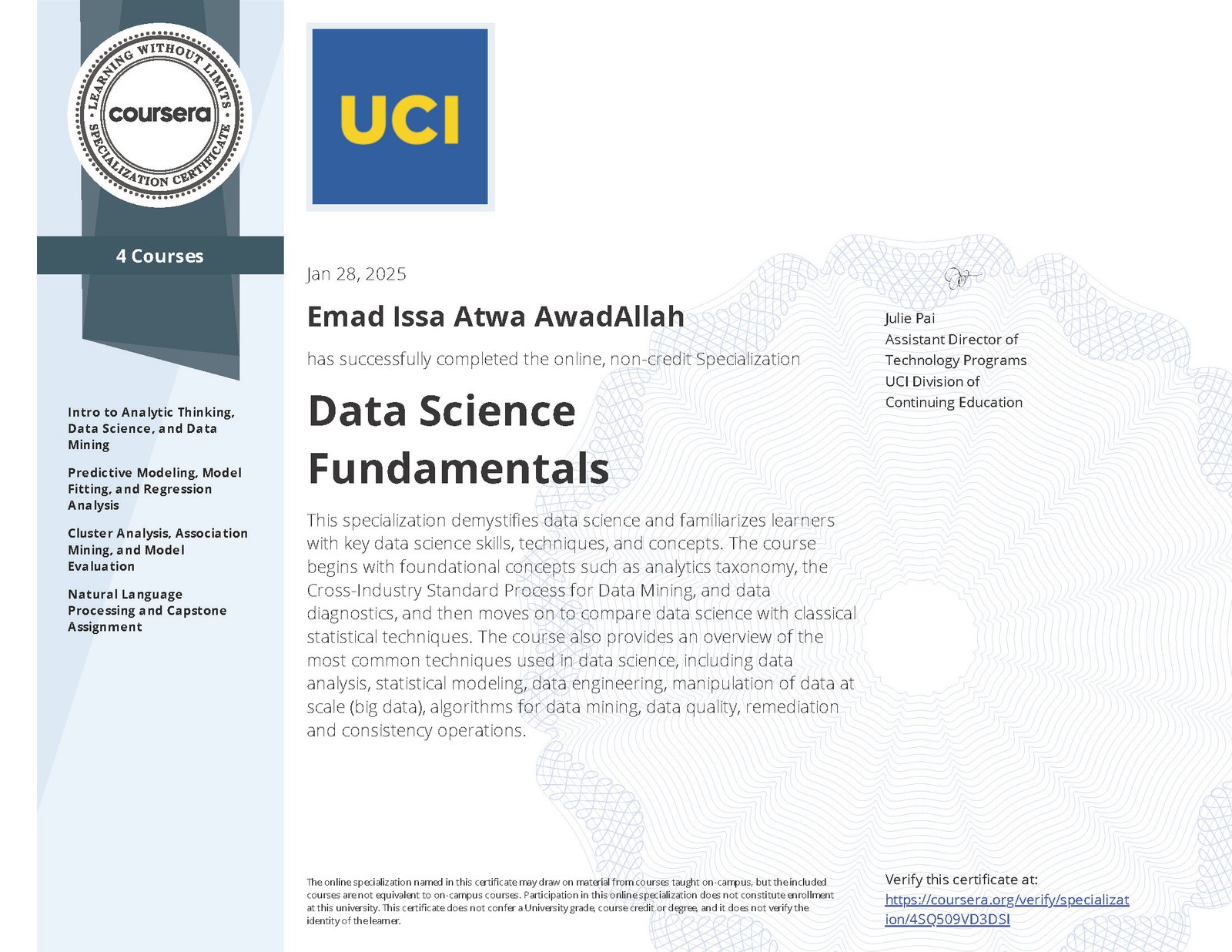 Data Science Fundamentals Certificate